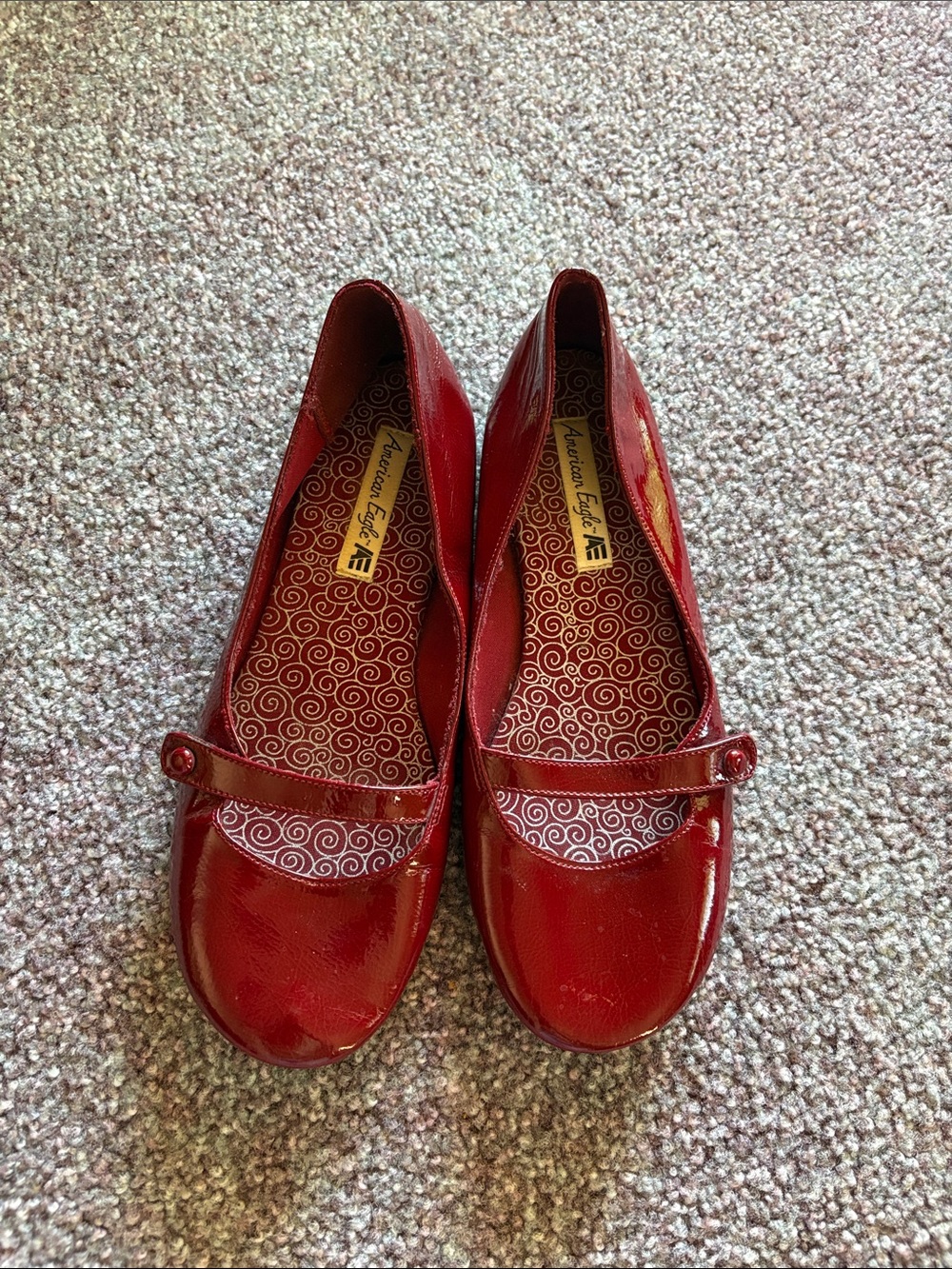 American Eagle Outfitters Red Patent Mary Jane Flats